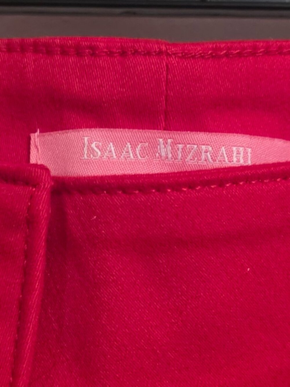 Isaac Mizrahi Red Scallop Hem High Waist Shorts Size 10 - Picture 2 of 4